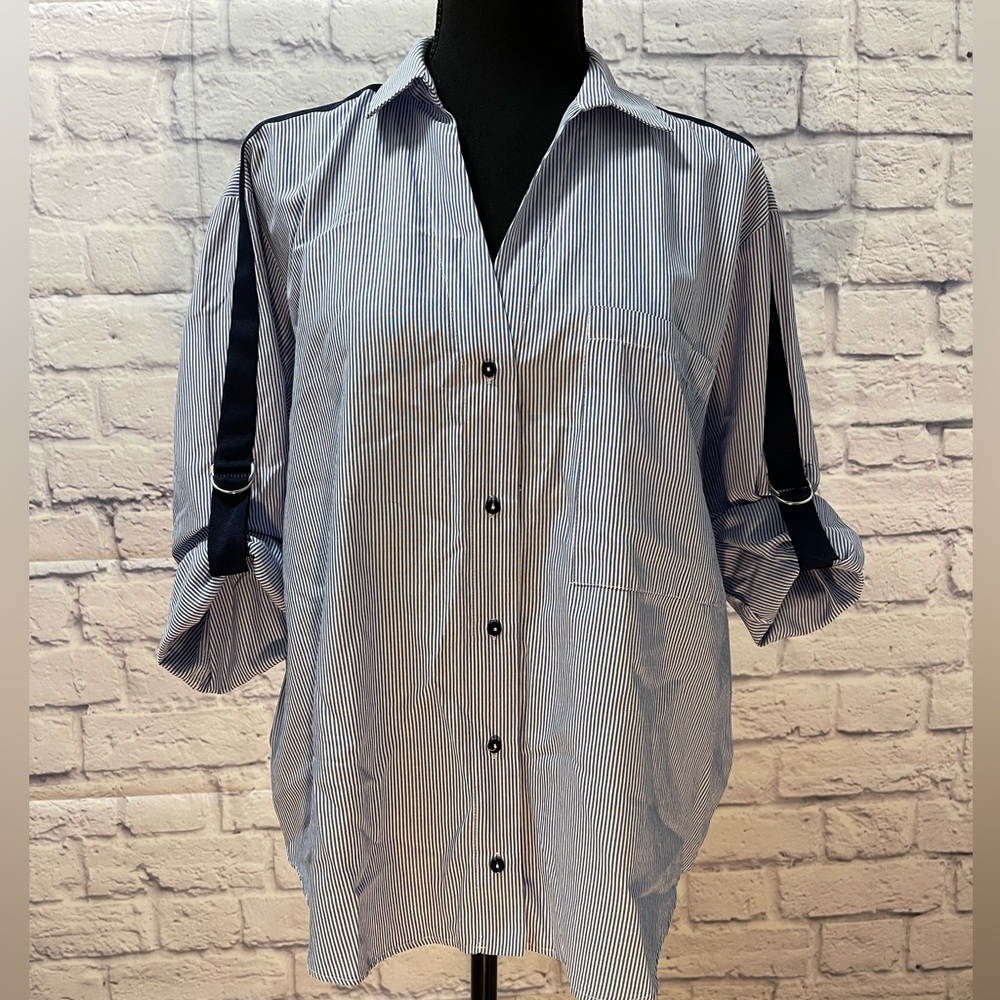 Zara Striped Oxford Button